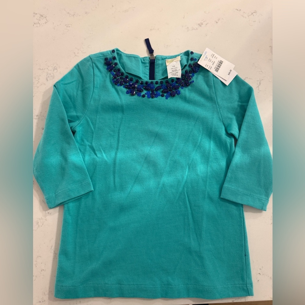 Crewcuts Teal Shirt with Beaded Accents. Size 4-5